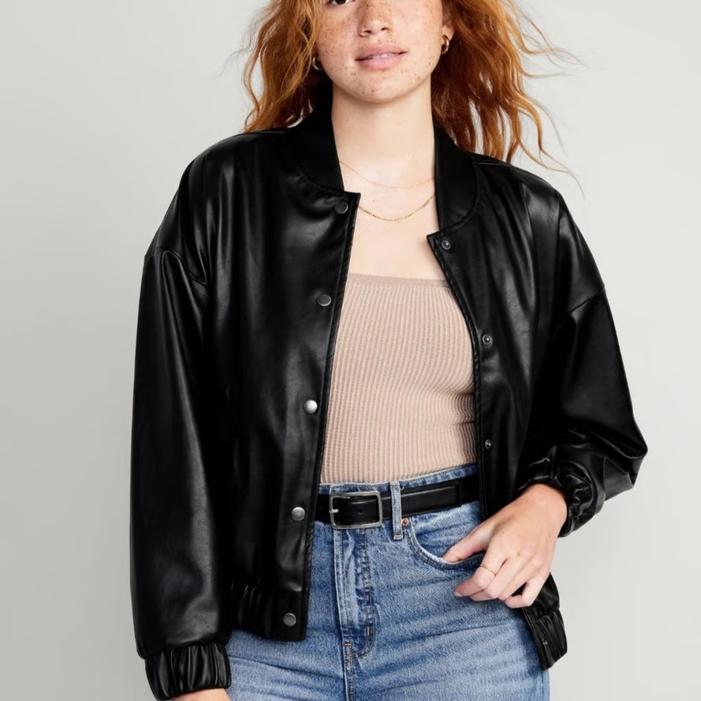 Old navy faux leather bomber jacket